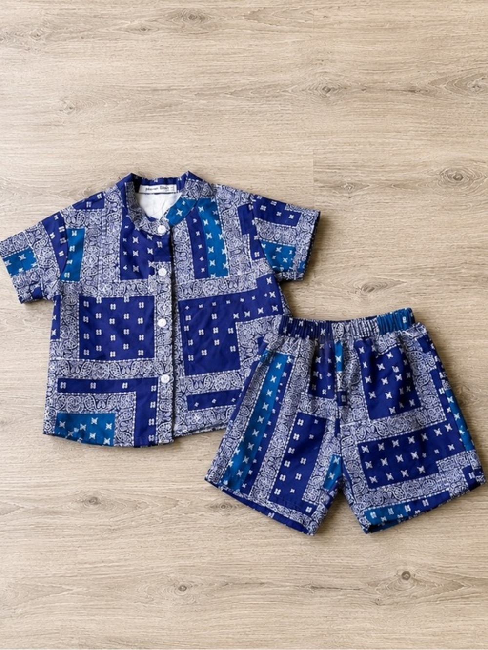 Shein Baby Boy Outfit Set, 12-18 Month  Bandana Print, Short Sleeve Shirt
